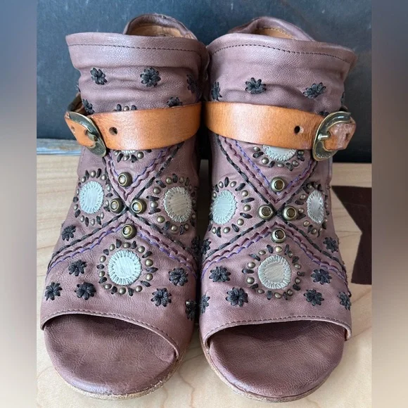 A.S.98 Tofy Peep toe embellished Boho ankle bootie, 39/9 pinkish tan, great shoe - Picture 14 of 16